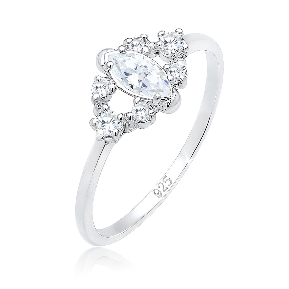 Elli Elli Bague Femme Motif Floral Ludique avec des Cristaux de Zircone en Argent Ster Bague