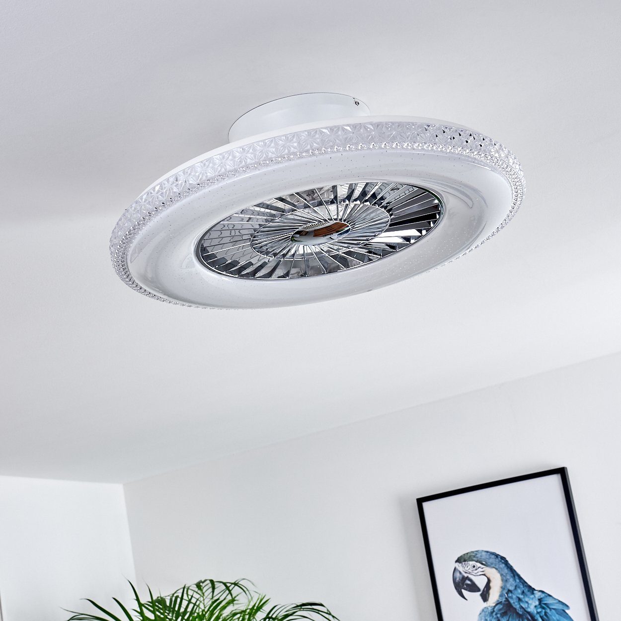 hofstein Deckenventilator Vaprio LED Deckenventilator in Weiß/Chorm