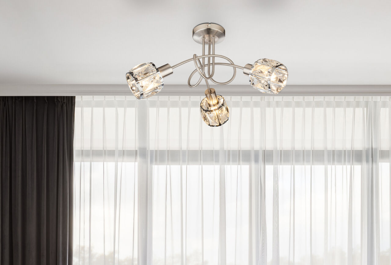 Globo Lighting - KRIS - Deckenleuchte Metall Nickel matt, 3x E14