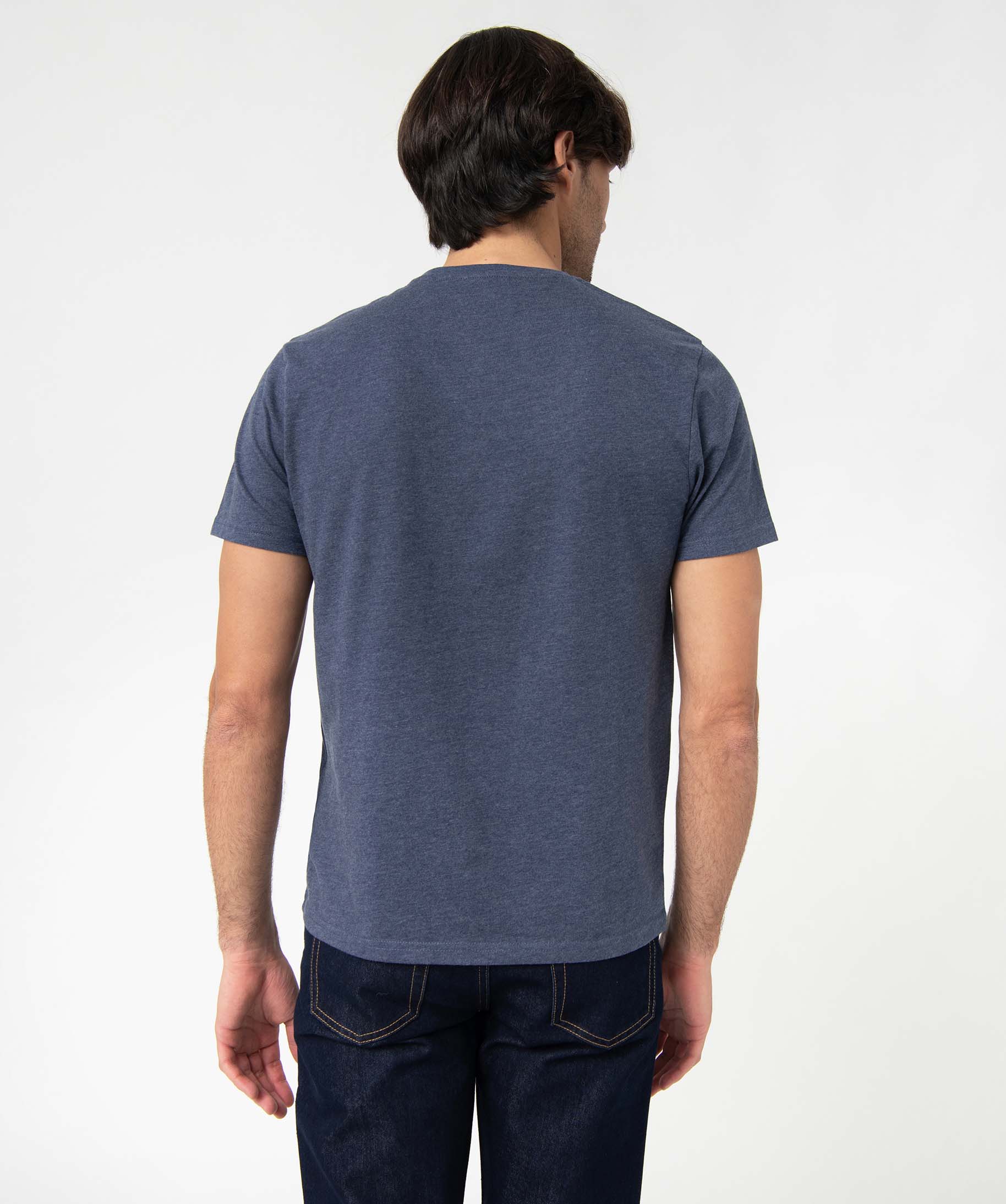 Tee-shirt homme col tunisien à manches courtes bleu | GEMO