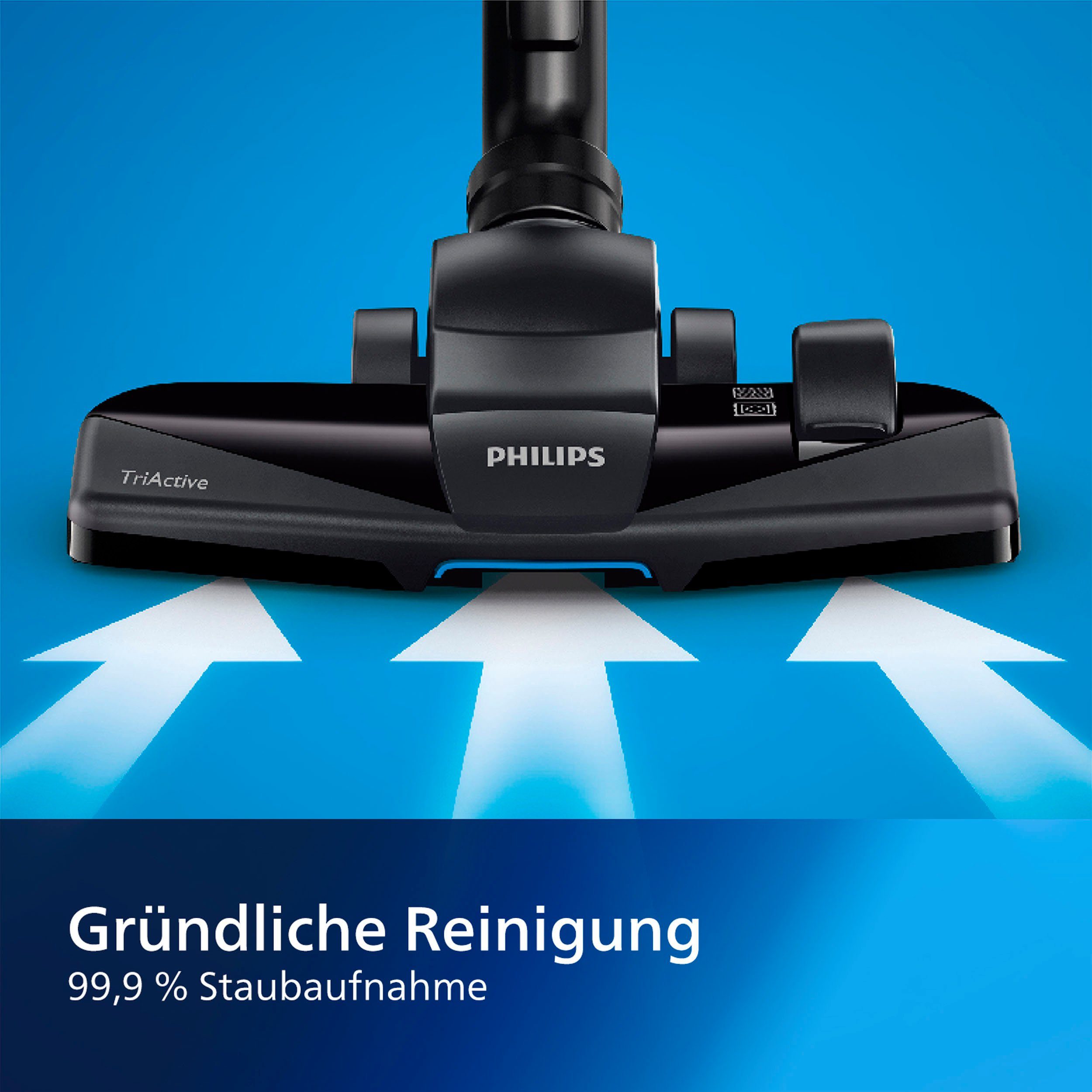 Philips Bodenstaubsauger FC9332/09, 900 W, beutellos, mit 1,5 l Fassungsvermögen und Tri-Active-Düse