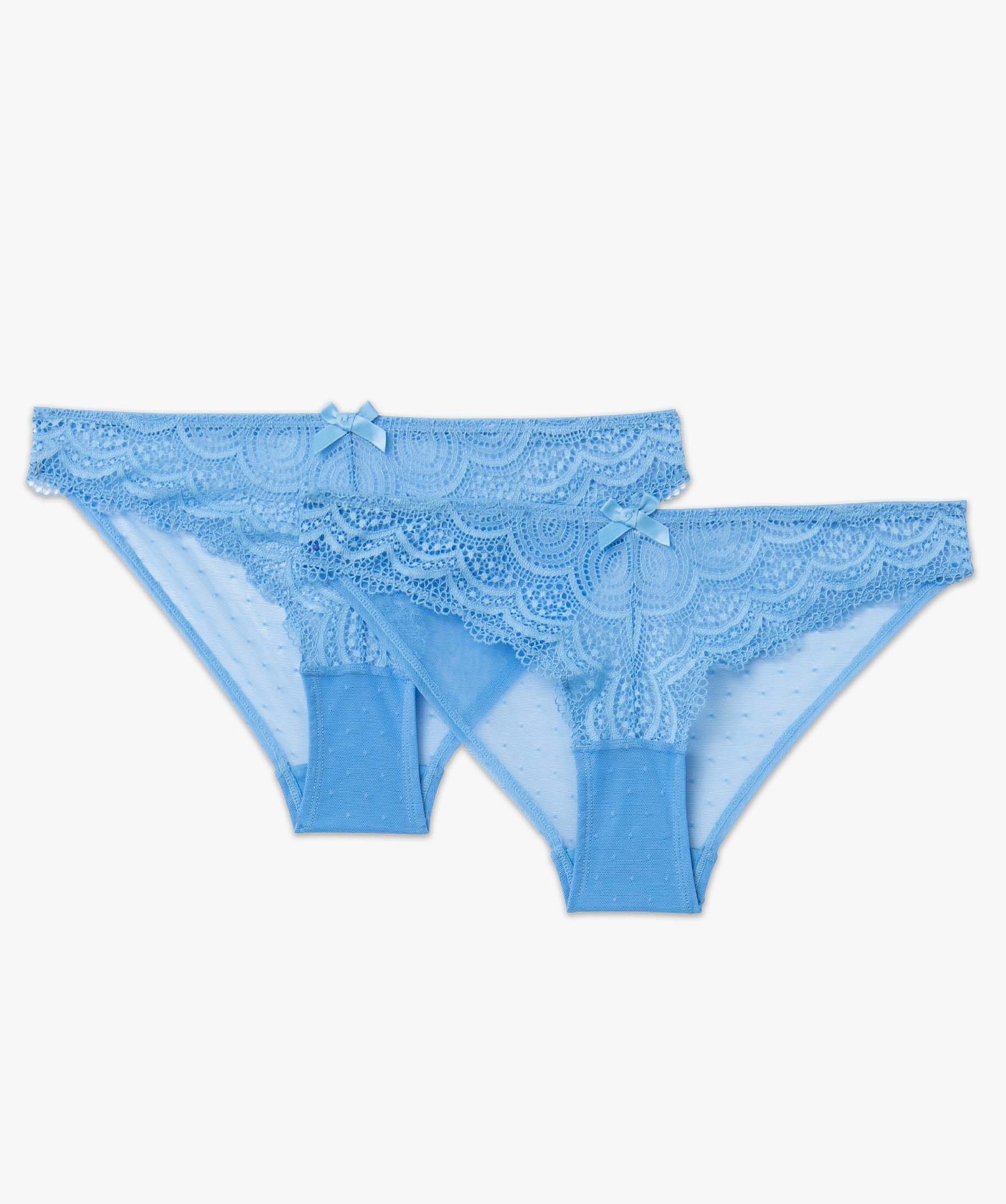 Culotte en dentelle et tulle femme (lot de 2) bleu | GEMO