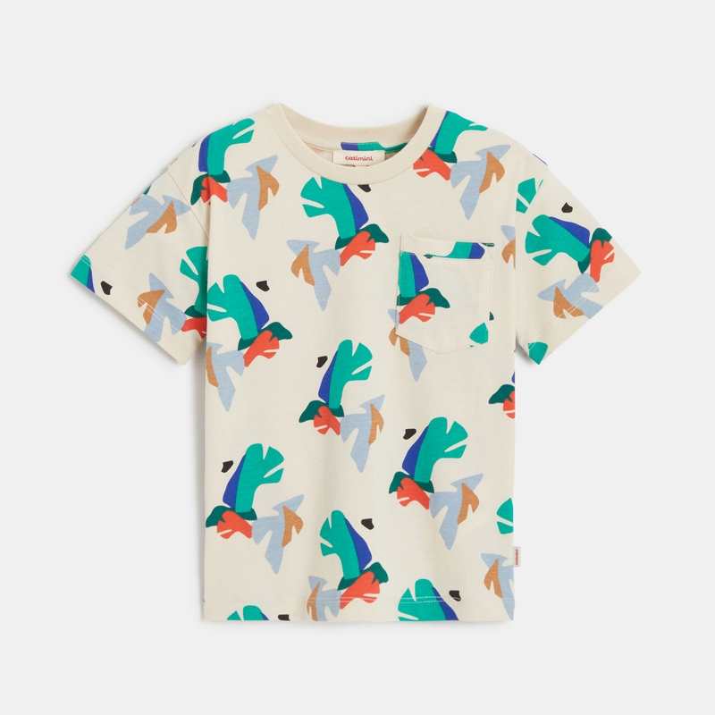 T-shirt garçon feuilles géométriques beige Catimini