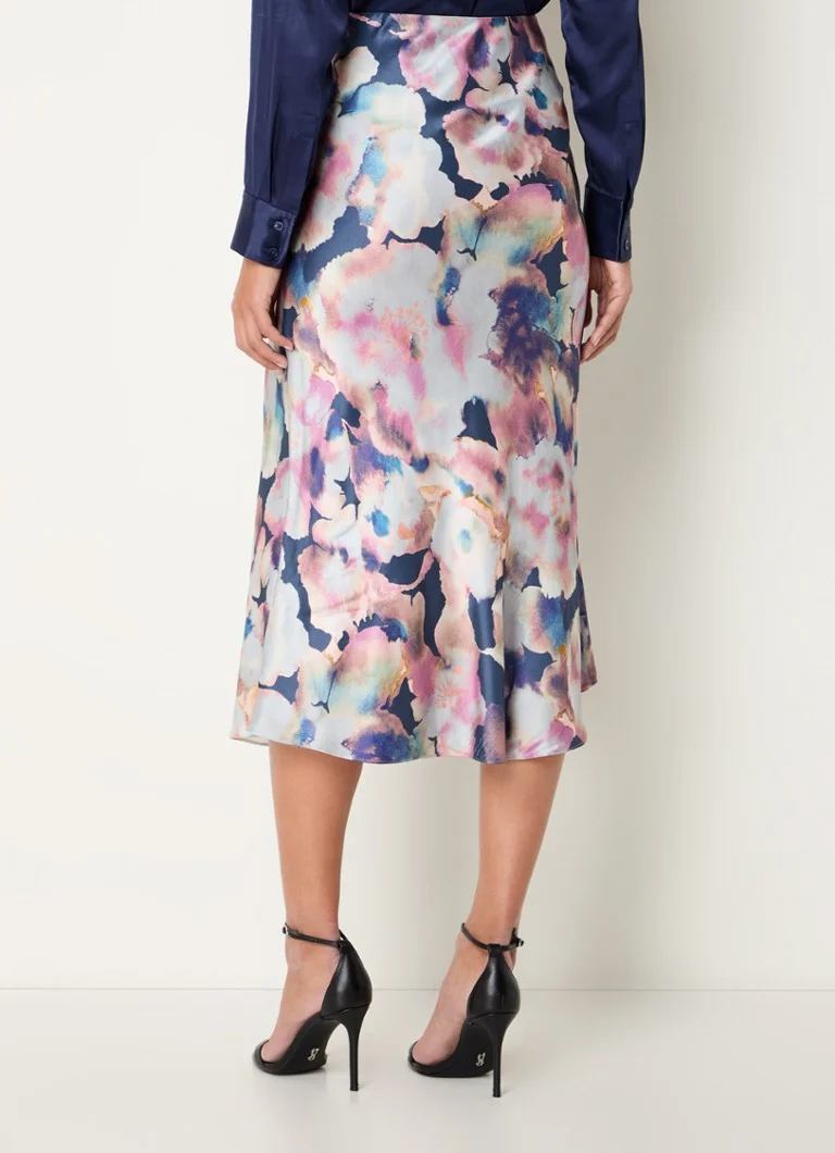 Fustă midi din satin cu imprimeu floral Rails Ayna