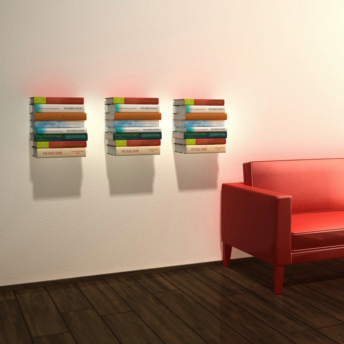 home3000 Bücherregal unsichtbares Bücherregal, 1-tlg., Made in Germany; Breite 16,5cm; Matt; 4 verschiedene Varianten;