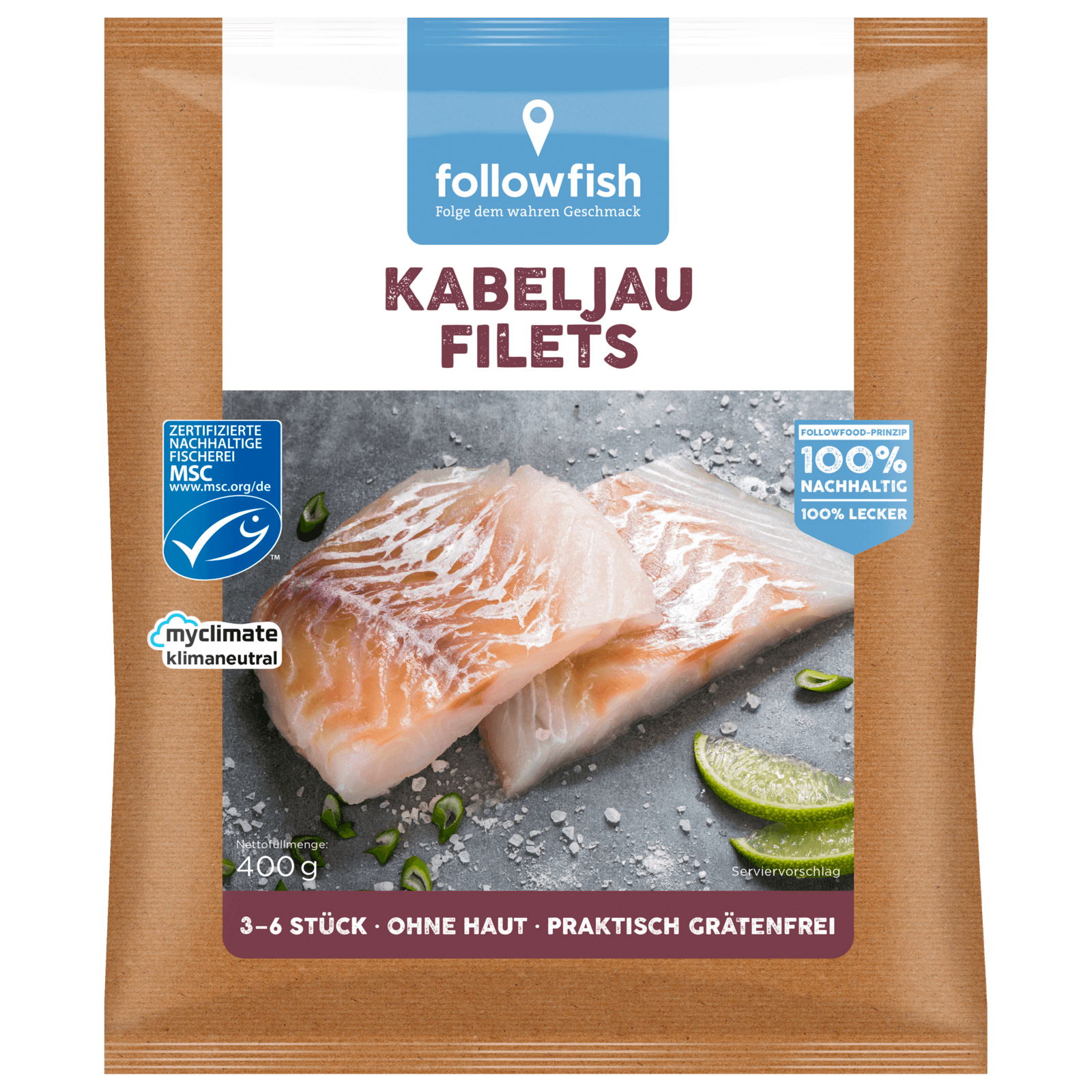 Followfish Kabeljau Filets MSC 400g