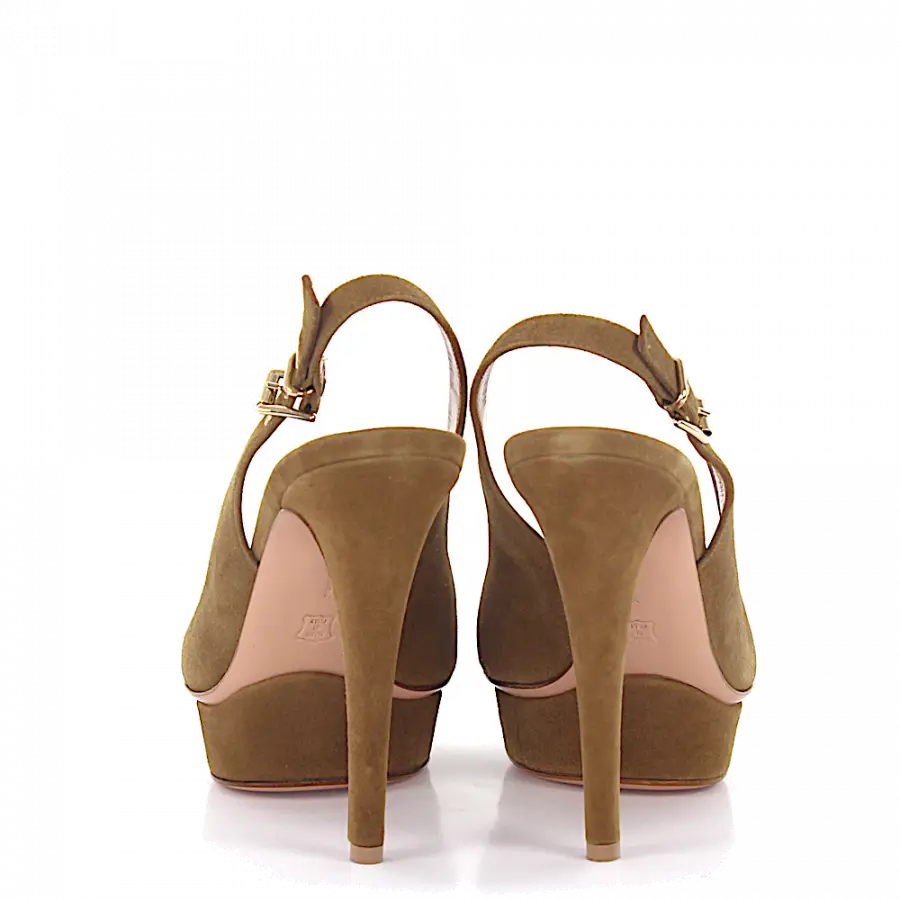 Gianvito Rossi - Plateaupumps Slingpumps Veloursleder beige - beige