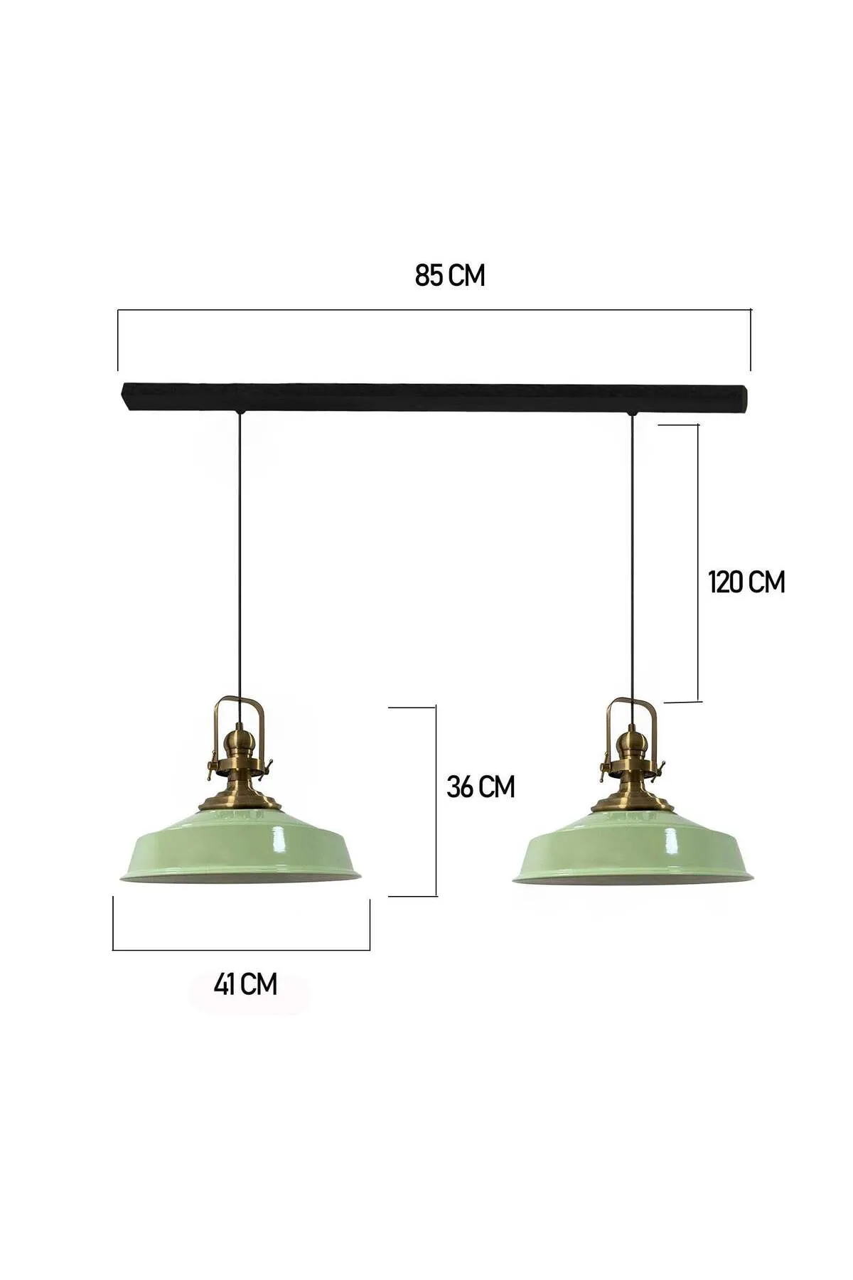 Bamyum  Pendelleuchte Asletl, 2-flammig Metall 41 cm, Minzgrün Lampe