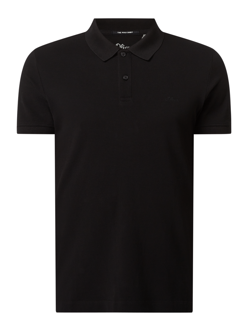 Regular Fit Poloshirt aus Baumwolle in schwarz