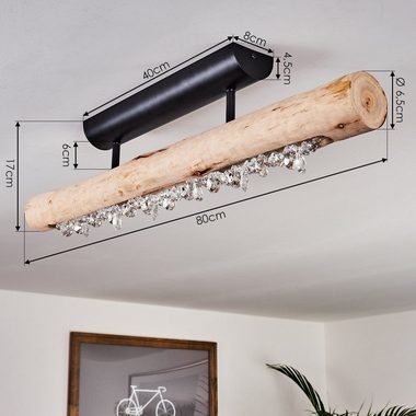 hofstein Deckenleuchte Lipusa längliche Deckenlampe aus Metall Schwarz und Holz, 3000 Kelvin, 1xLED 15 Watt, 1200 Lumen, über herkömmlichen Lichtschalter dimmbar