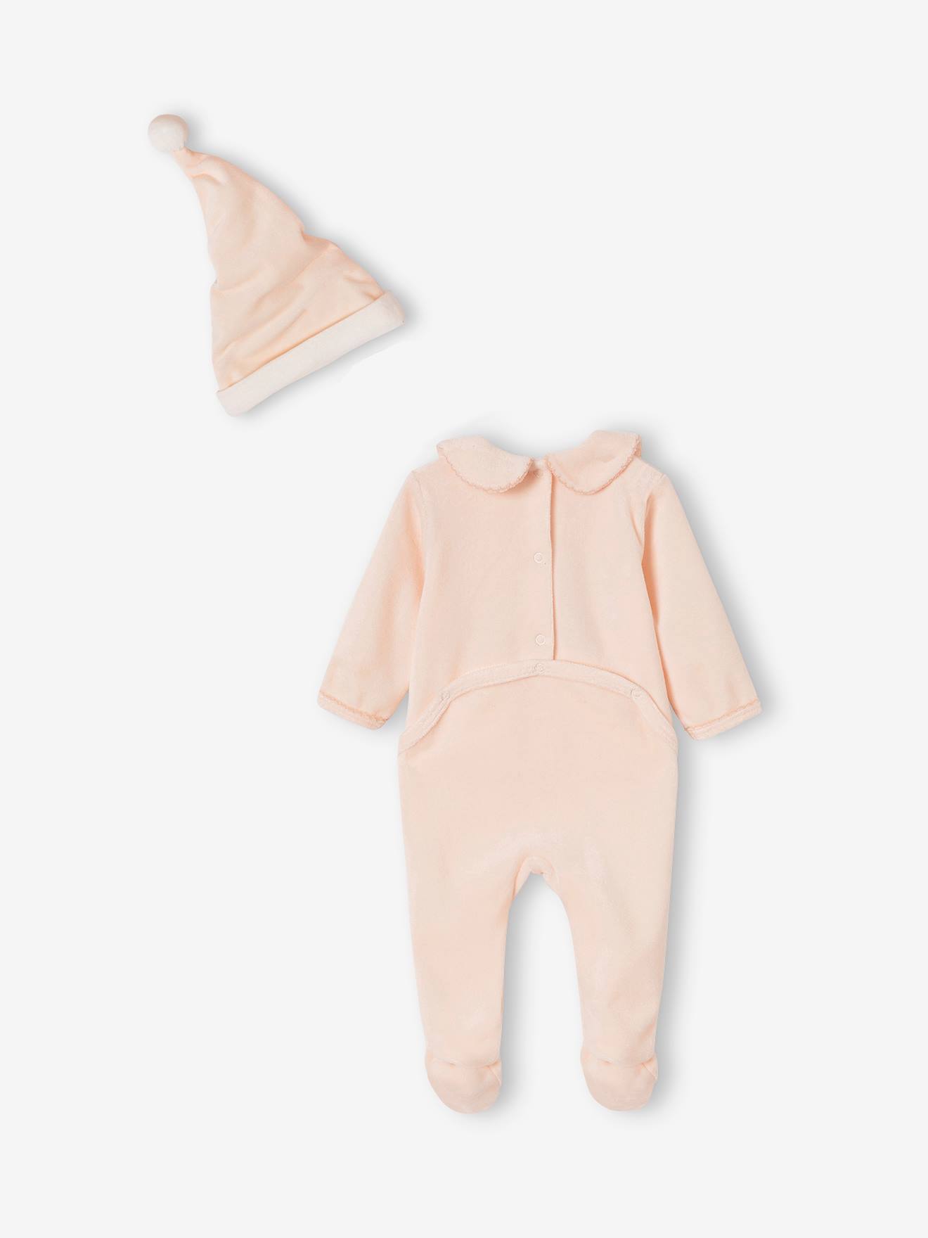 Vertbaudet Mädchen Baby Weihnachts-Strampler & Mütze Oeko-Tex - zartrosa