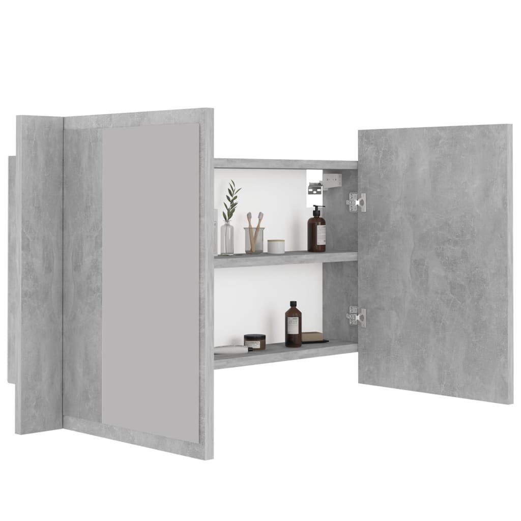 vidaXL Badezimmerspiegelschrank LED-Bad-Spiegelschrank Betongrau 80x12x45 cm Acryl (1-St)
