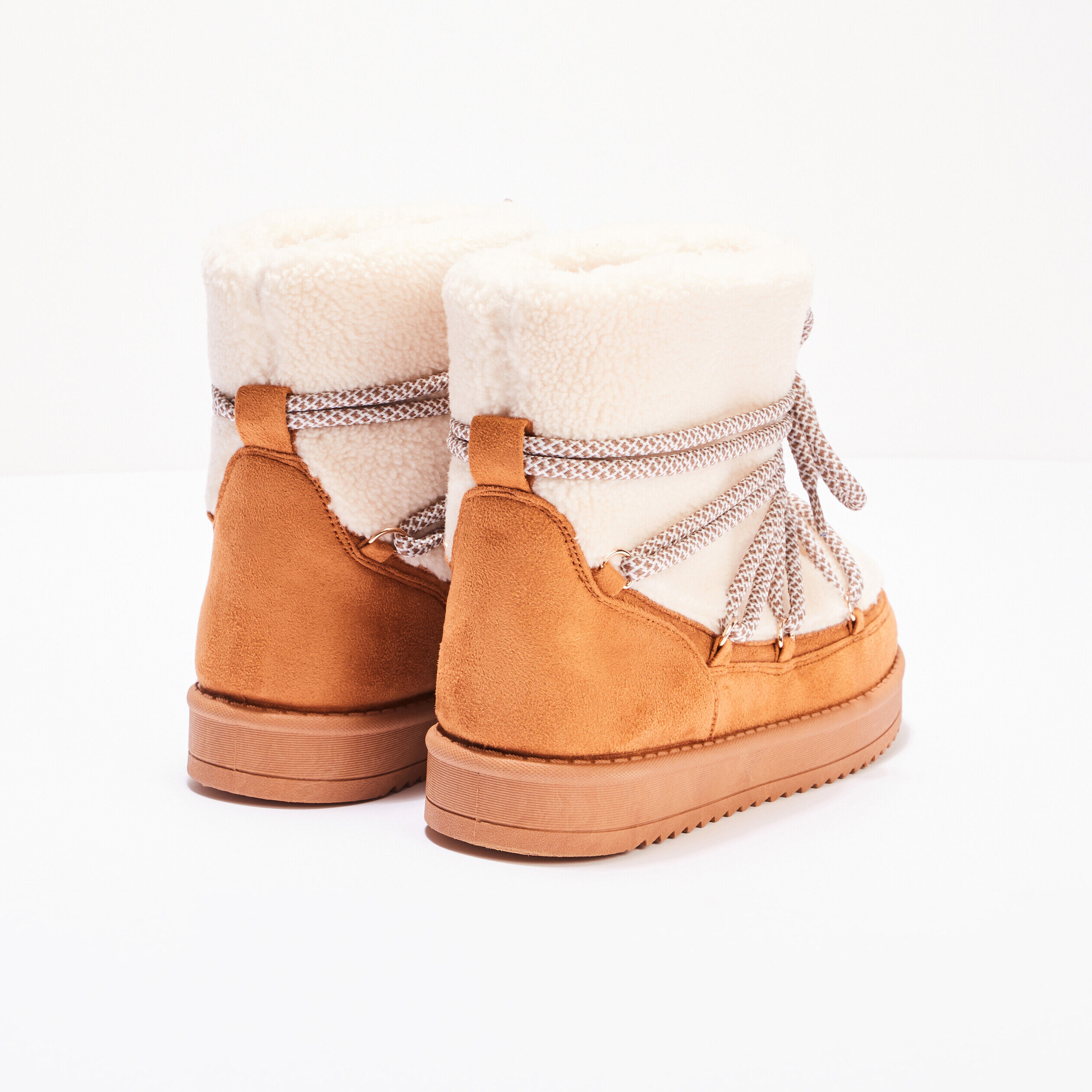 Bottines après-ski à lacets camel femme | Cache Cache