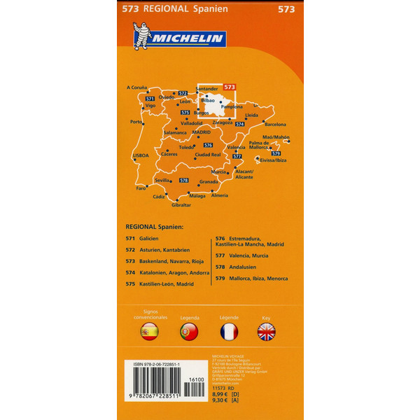 Michelin Baskenland, Navarra, Rioja. Straßen- und Tourismuskarte 1:250.000 - Straßenkarte