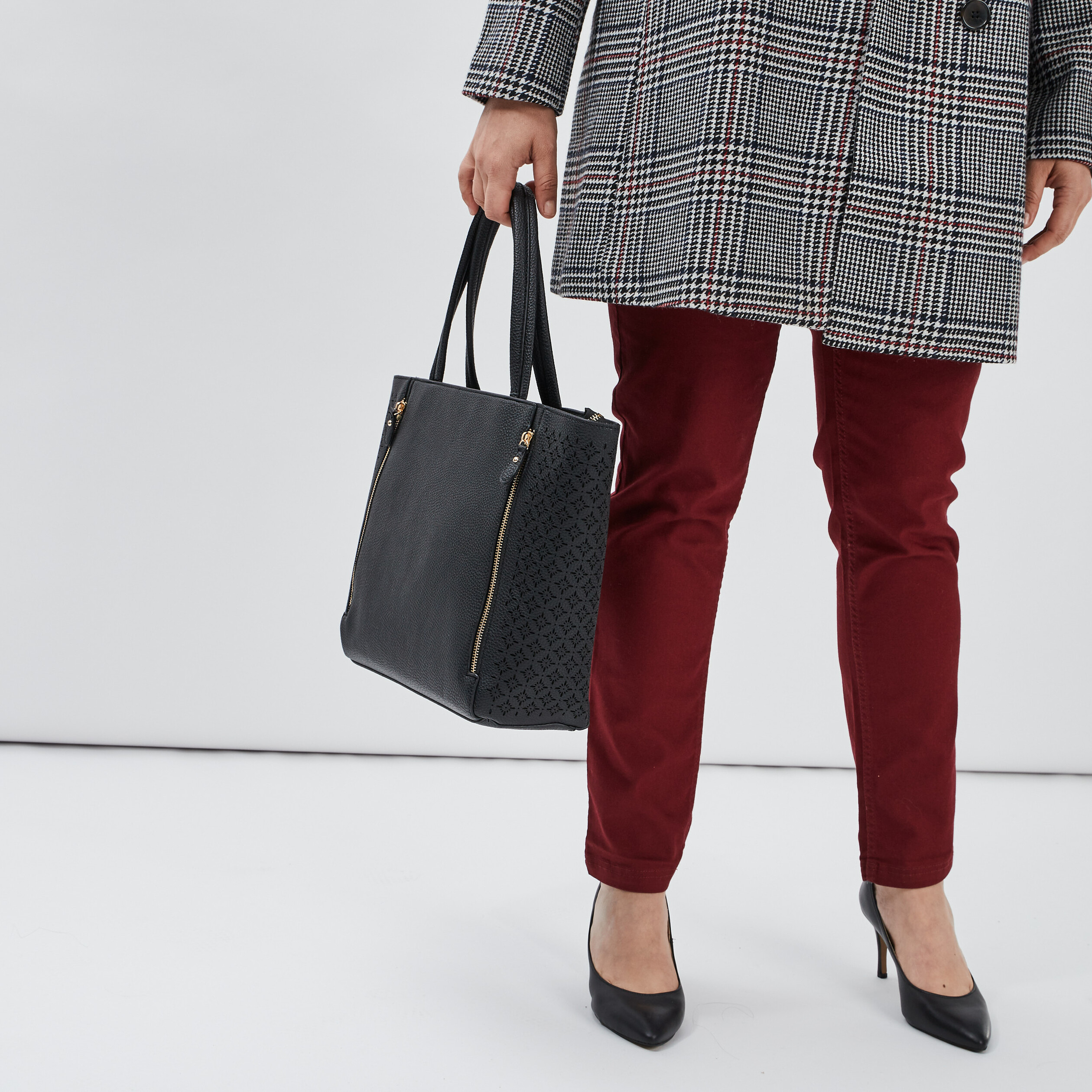 Sac cabas trapèze noir femme | La Halle
