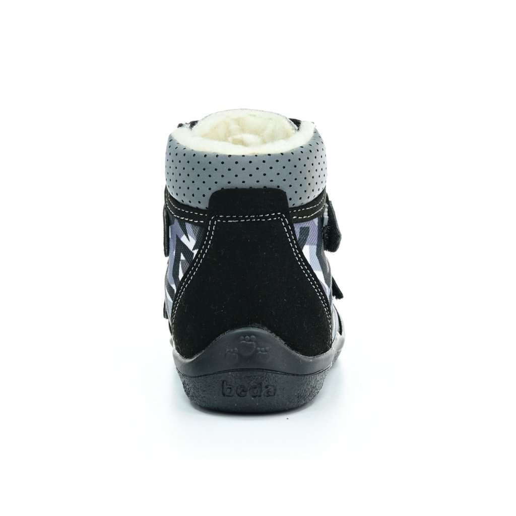 Beda Black Moon mit Membran (BF 0004/W/MK/NL) schwarze Winter-Barfußstiefeletten
