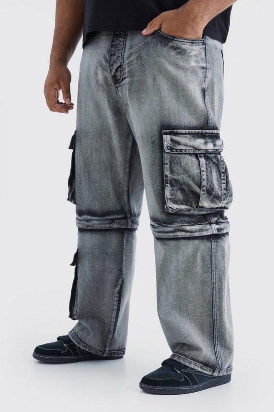 Plus lockere Cargo-Jeans mit Reißverschluss