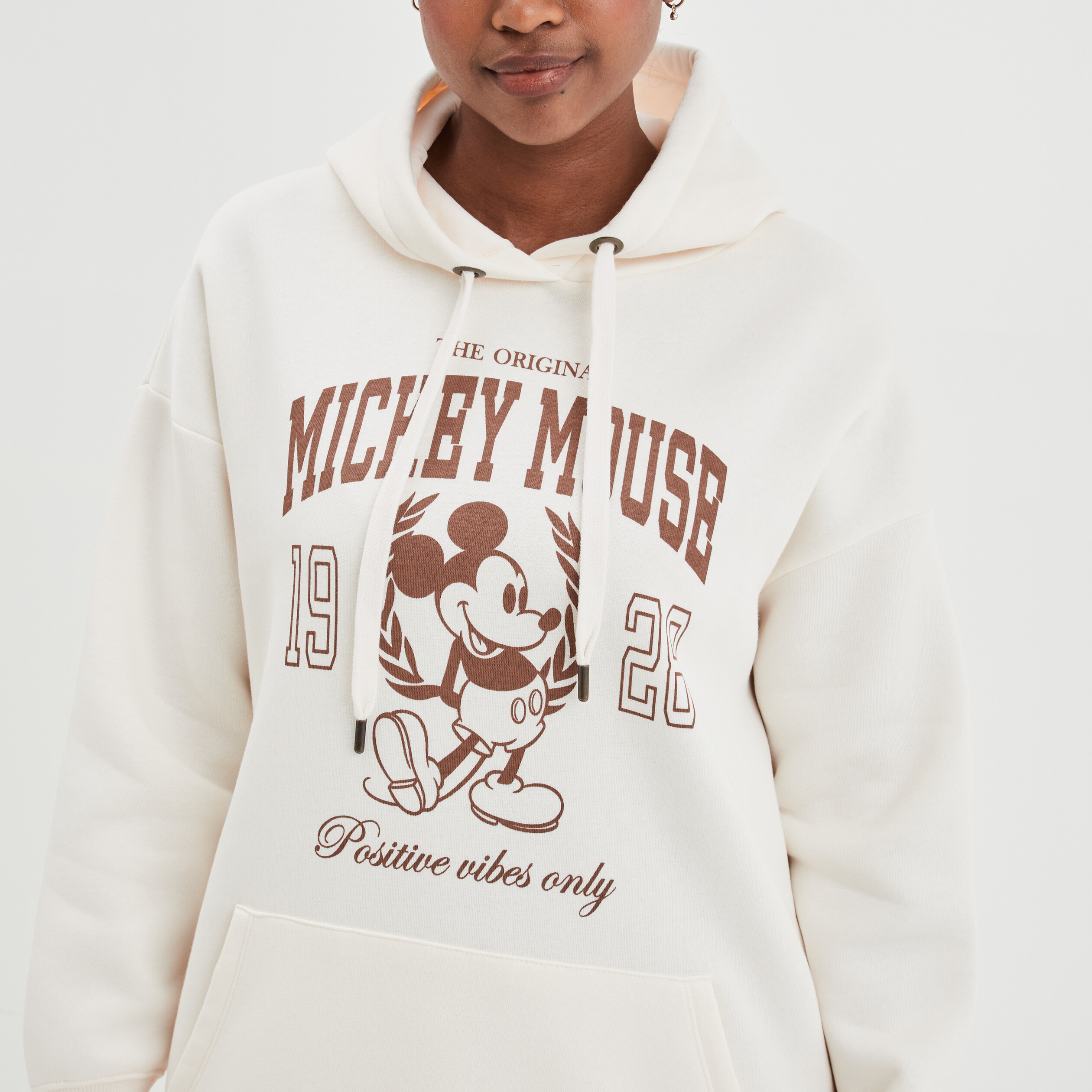Sweat à capuche hoodie Mickey ivoire femme | La Halle