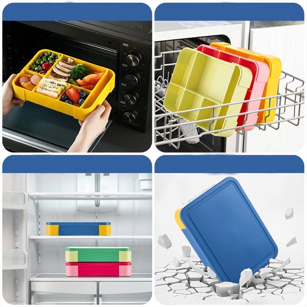 MDHAND Lunchbox Rechteckige Bento-Box, Kunststoffe, (1-tlg), Mit Multibesteck, Mikrowellengeeignet