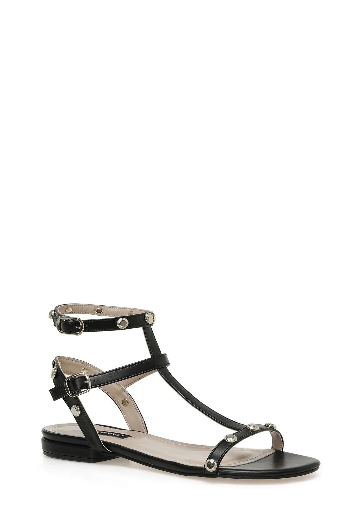 Nine West  Lalley 3fx Schwarze flache Damensandalen