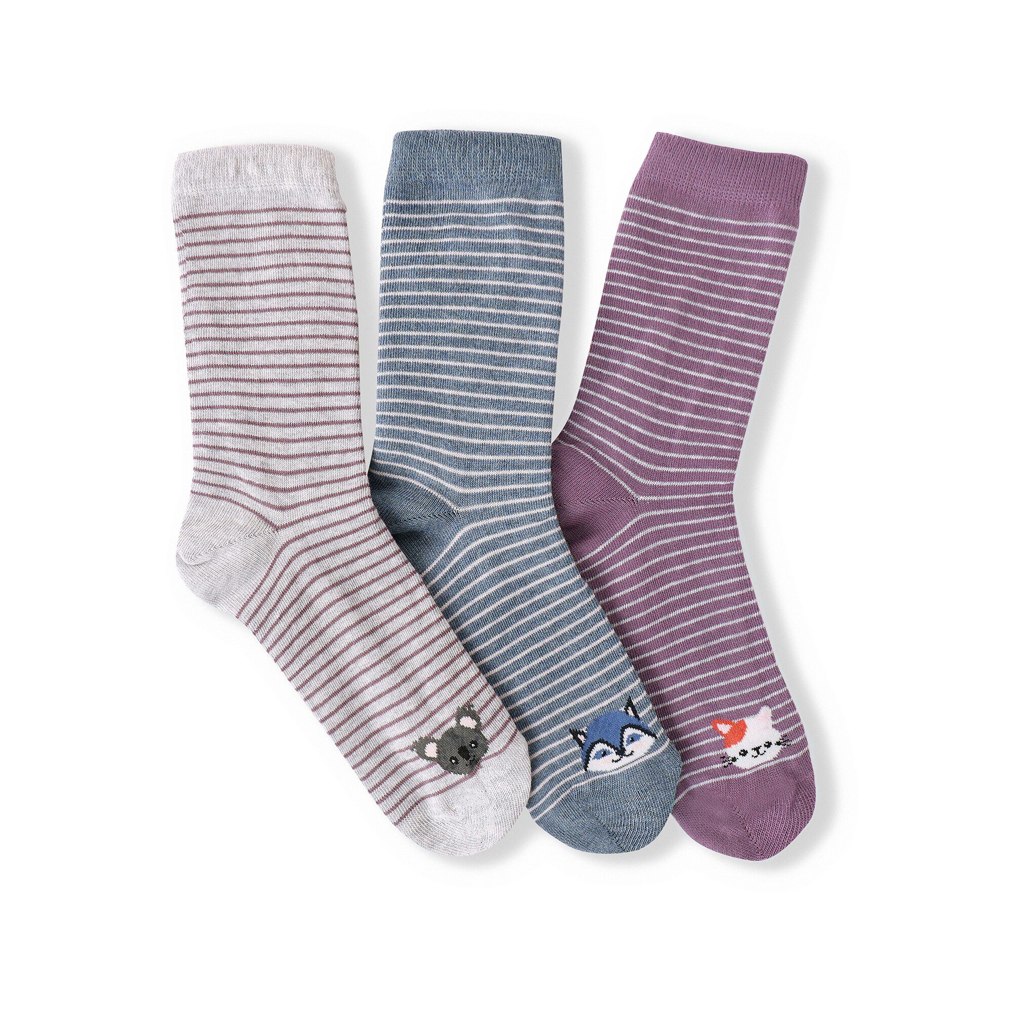 Chaussettes rayées fantaisie à motifs animaux