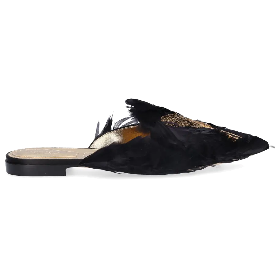 Alberta Ferretti - Pantoletten 51A Federn - schwarz