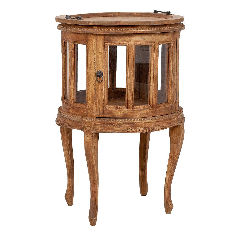 LebensWohnArt Mehrzweckschrank Barschrank CORUNA-Rund Antik Natural Mahagoni
