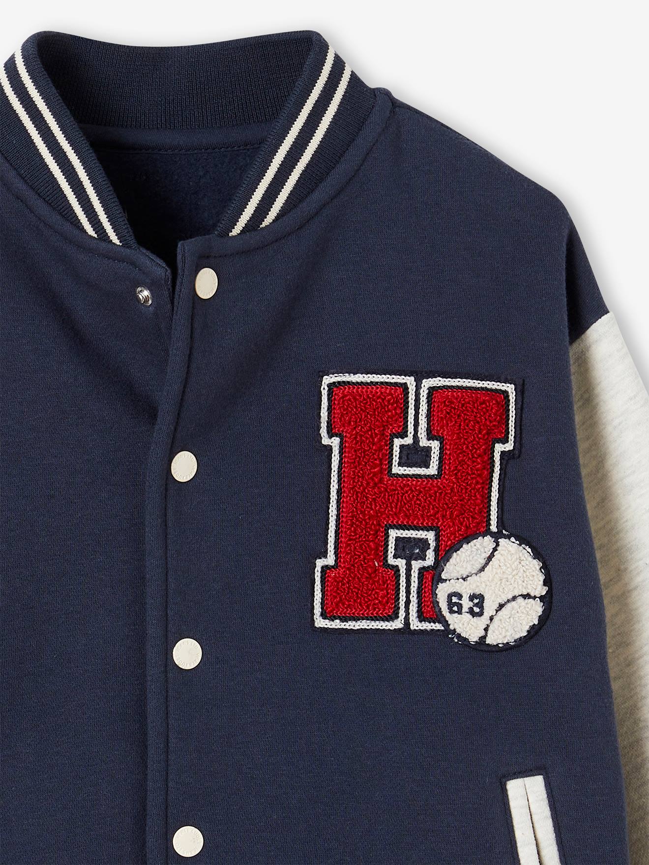 Vertbaudet Jungen College-Sweatjacke mit Aufnäher Oeko-Tex - tannengrün