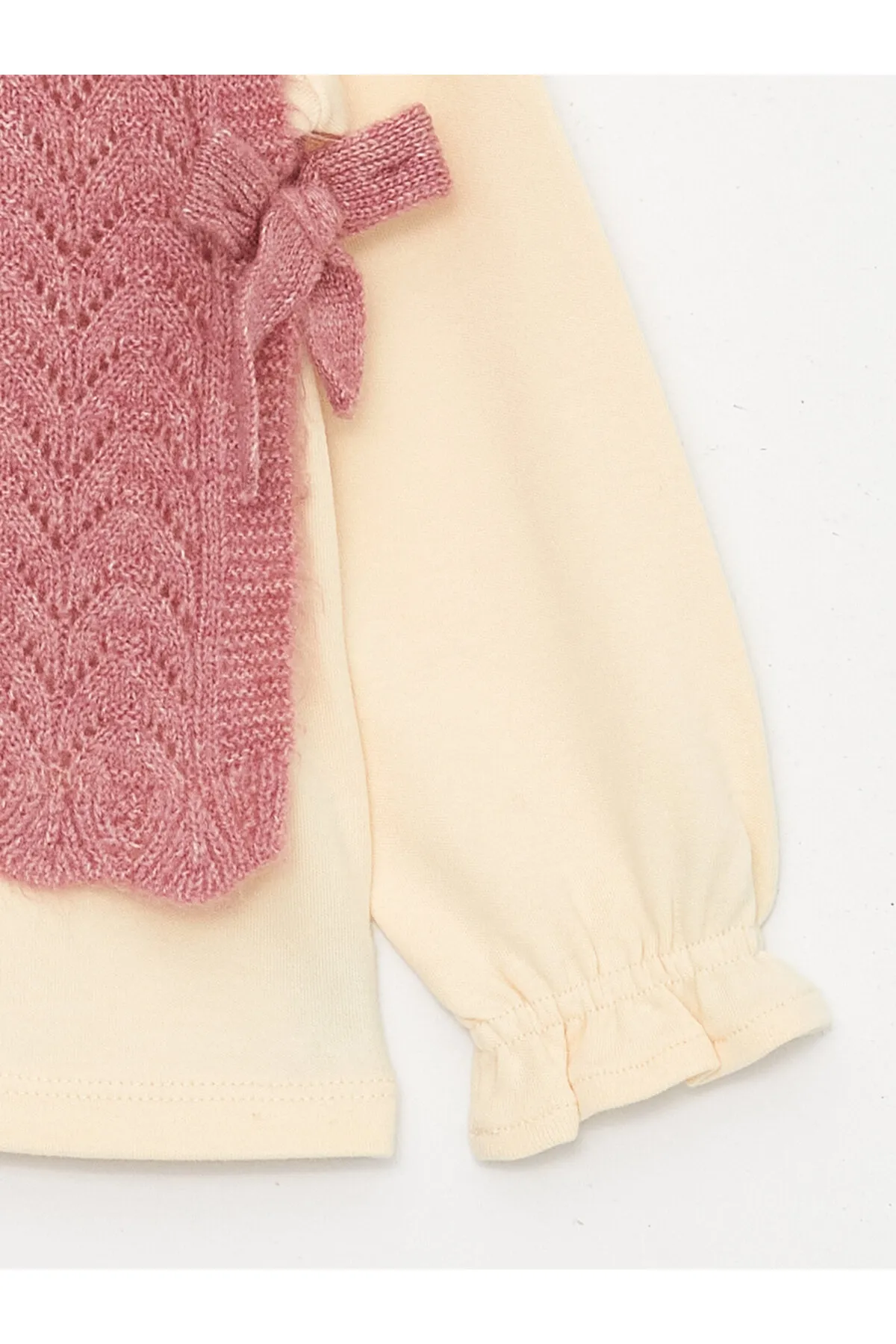 LC Waikiki  Selbstgemustertes 3-teiliges Set aus Pullover, Bluse und Hose für Babys mit Rundhalsausschnitt