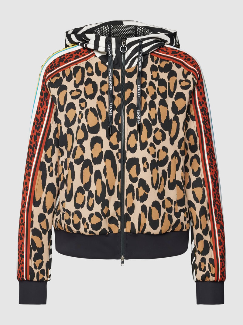 Sweatjacke mit Allover-Print in camel