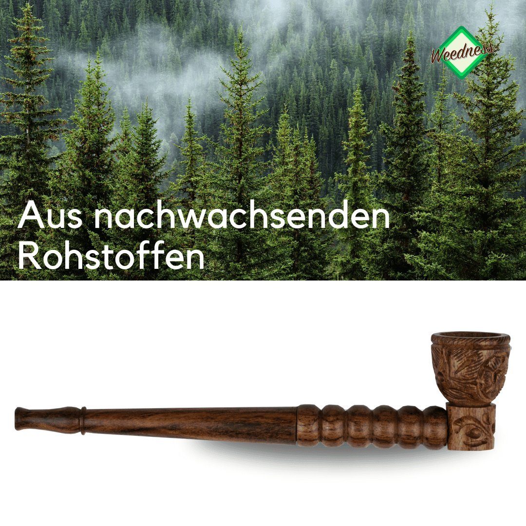 Weedness Signalpfeife Aktivkohlefilter-Pfeife 17 cm aus Ebenholz Handgeschnitzt Tabak, (1-St)