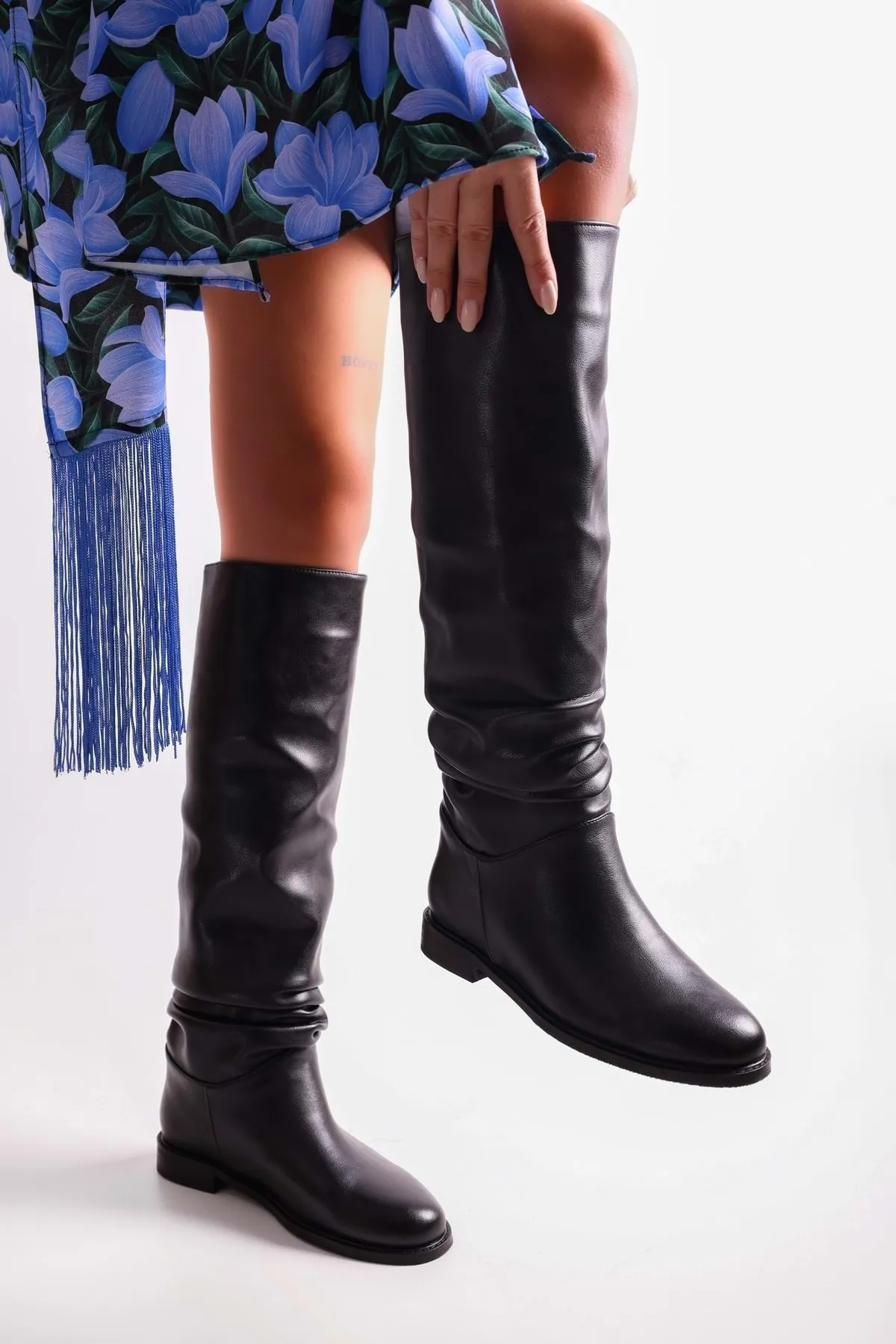 Shoeberry  Damen Howler Black Skin Reitstiefel Black Skin