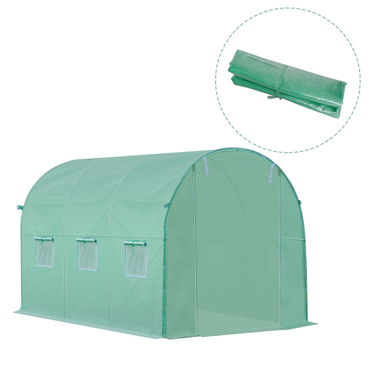 Outsunny Polyethylenfolie 3x2x2m Ersatzfolie mit 6 Fenster für Folientunnel