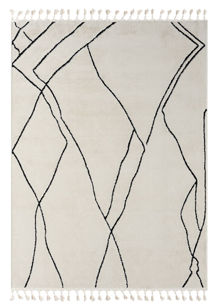 MyFlair Teppich Moroccan Escape, 190 cm x 240 cm, Farbe weiß, rechteckig, Florhöhe 19mm
