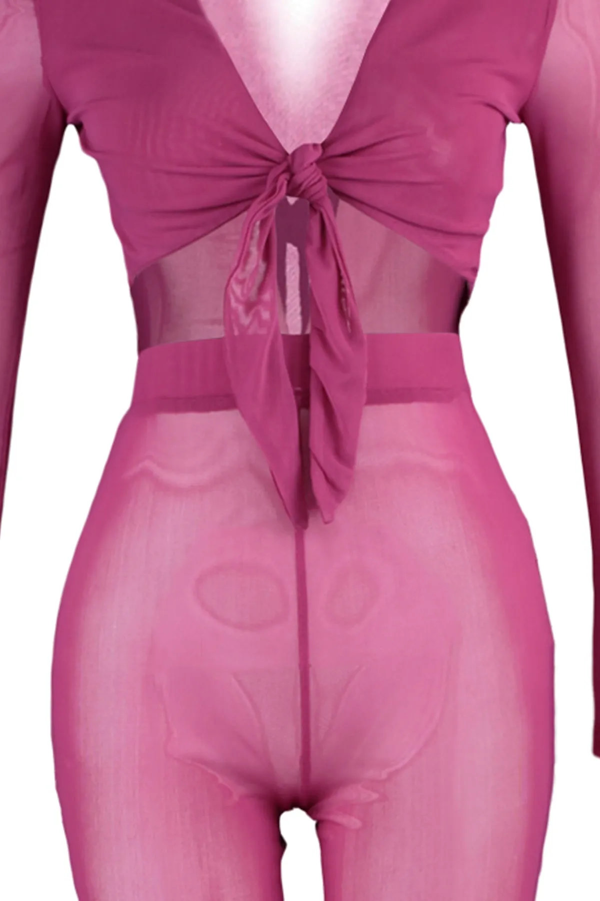 Trendyol Collection  Fuchsia Mesh Unterteil-Oberteil Set Unterteil-Oberteil Set TBESS22AU0014