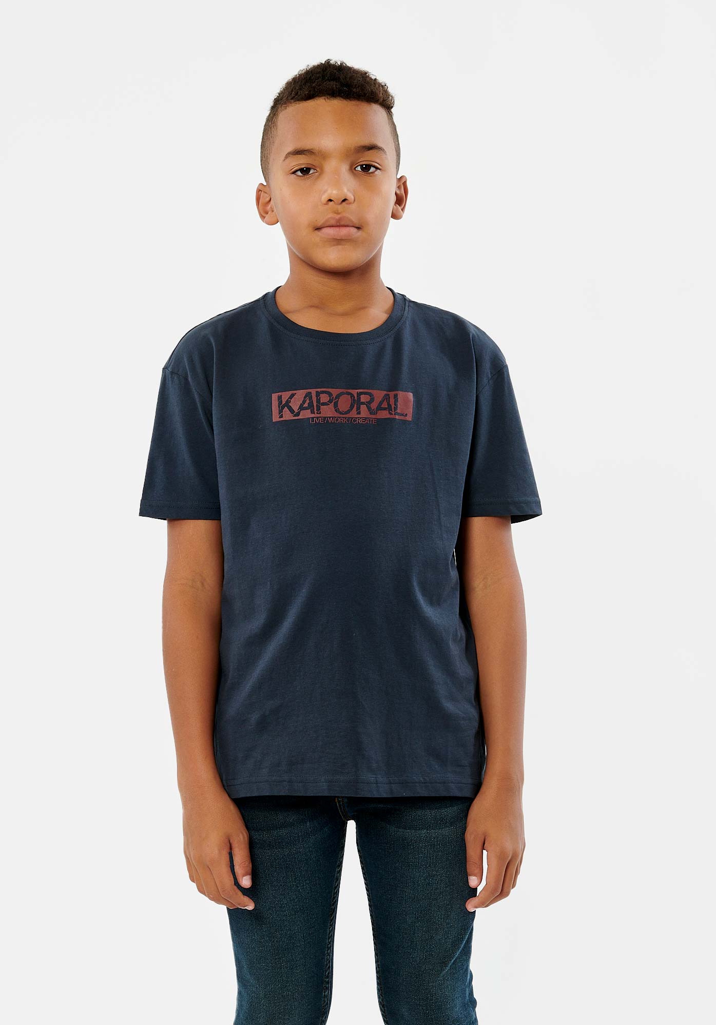 EDDY   T-shirt bleu marine Garçon 100% coton