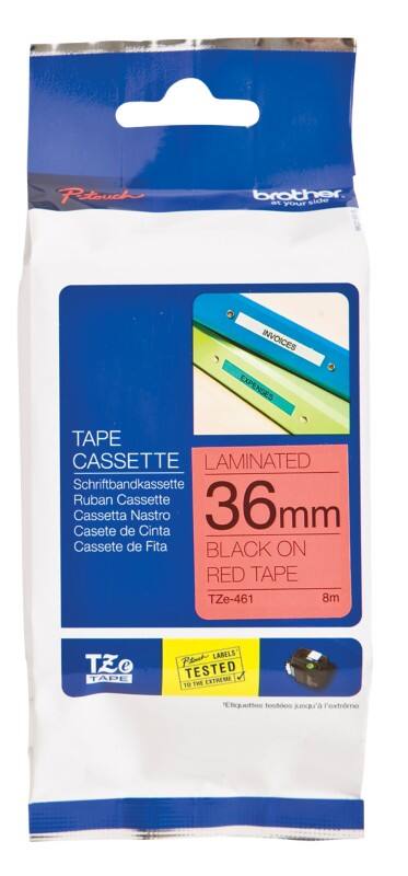 Brother TZe-461 Authentic Schriftband Selbstklebend Schwarzer Druck auf Red 36 mm x 8m