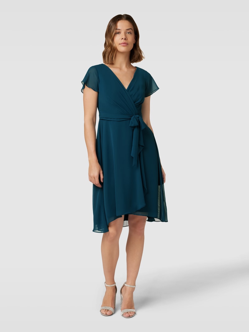 Cocktailkleid in Wickel-Optik in lagune meliert