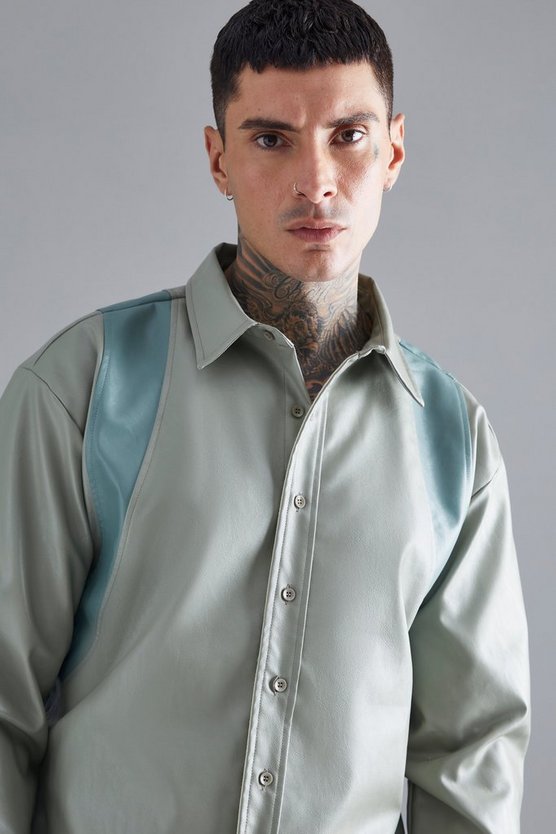 Overshirt mit PU-Einsatz