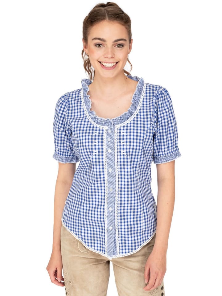 OS-Trachten Trachtenbluse 451021-2602 in mittelblau günstig kaufen