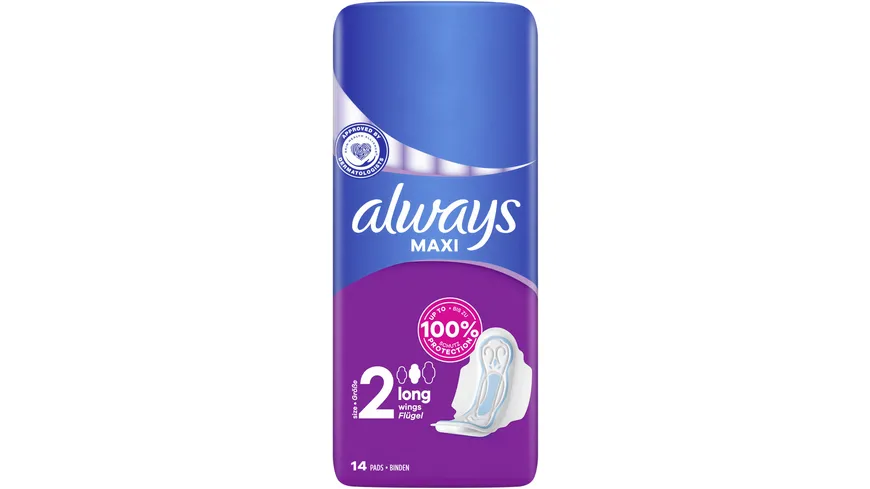 Always Maxi Damenbinden Long mit Flügeln 14ST