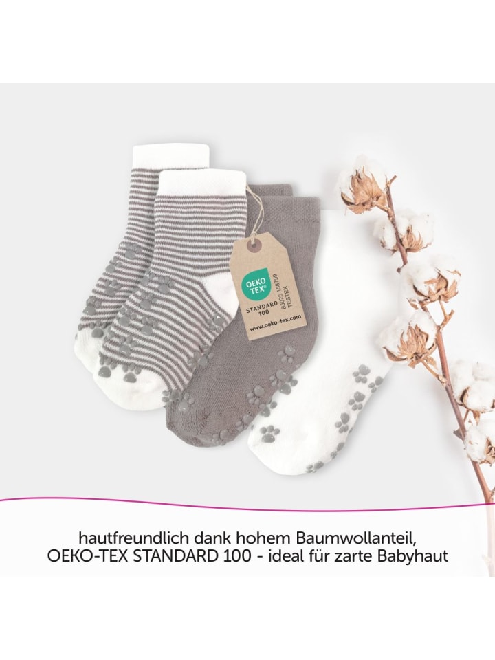 LaLoona Anti-Rutsch Socken / Krabbelsocken / Stoppersocken in weiss,braun günstig kaufen