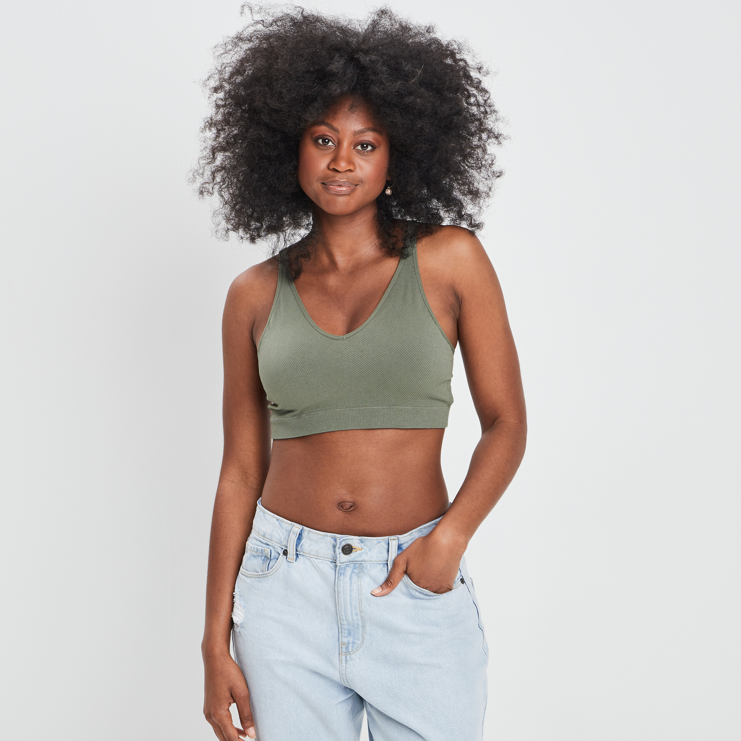 Soutien-gorge brassière vert kaki femme | La Halle