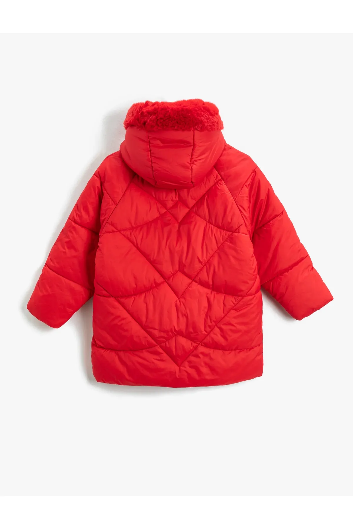 Koton  Lange Pufferjacke mit Kunstpelzdetail an der Kapuze