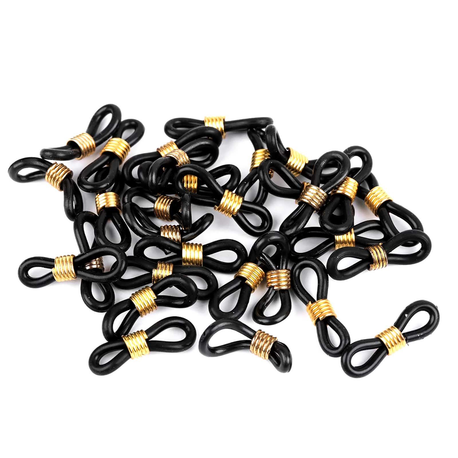 maDDma Brillenband 30 Gummischlaufen Ösen für Brillenband Brillenkette, schwarz gold