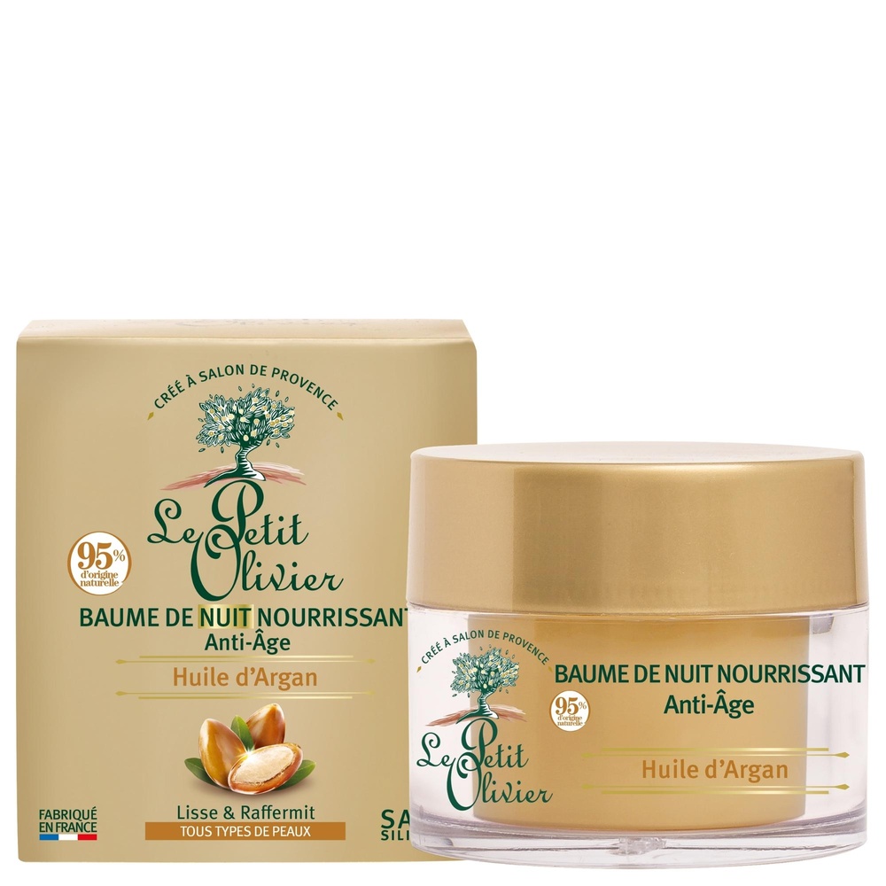 le petit olivier Baume de Nuit Nourrissant Anti-Âge Huile d'Argan Baume de Nuit - Tous Types de Peaux