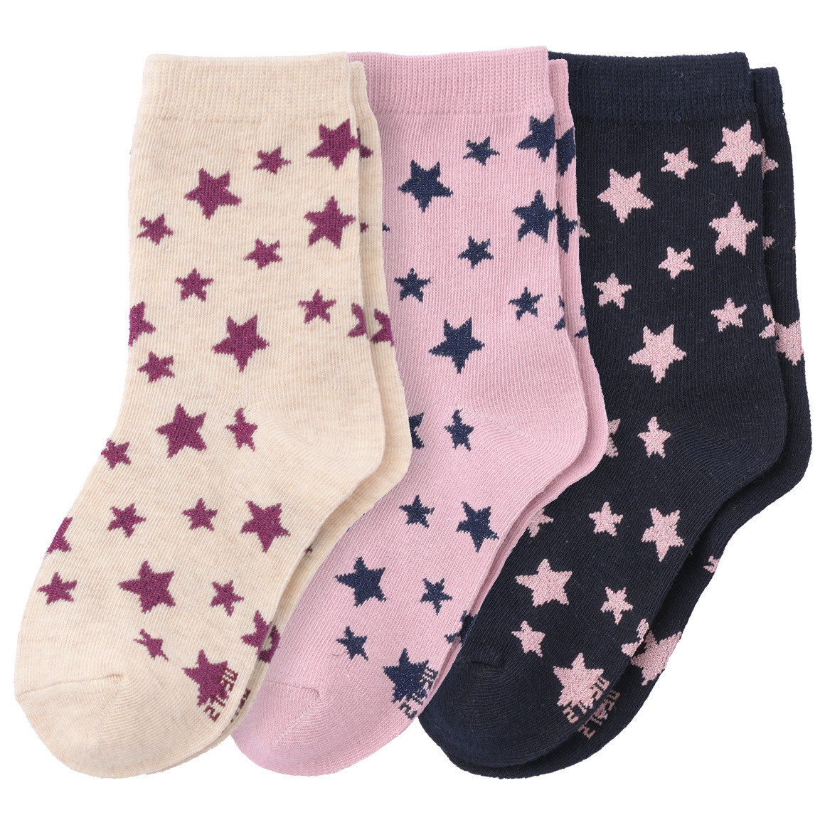 3 Paar Mädchen Socken mit Sterne-Allover