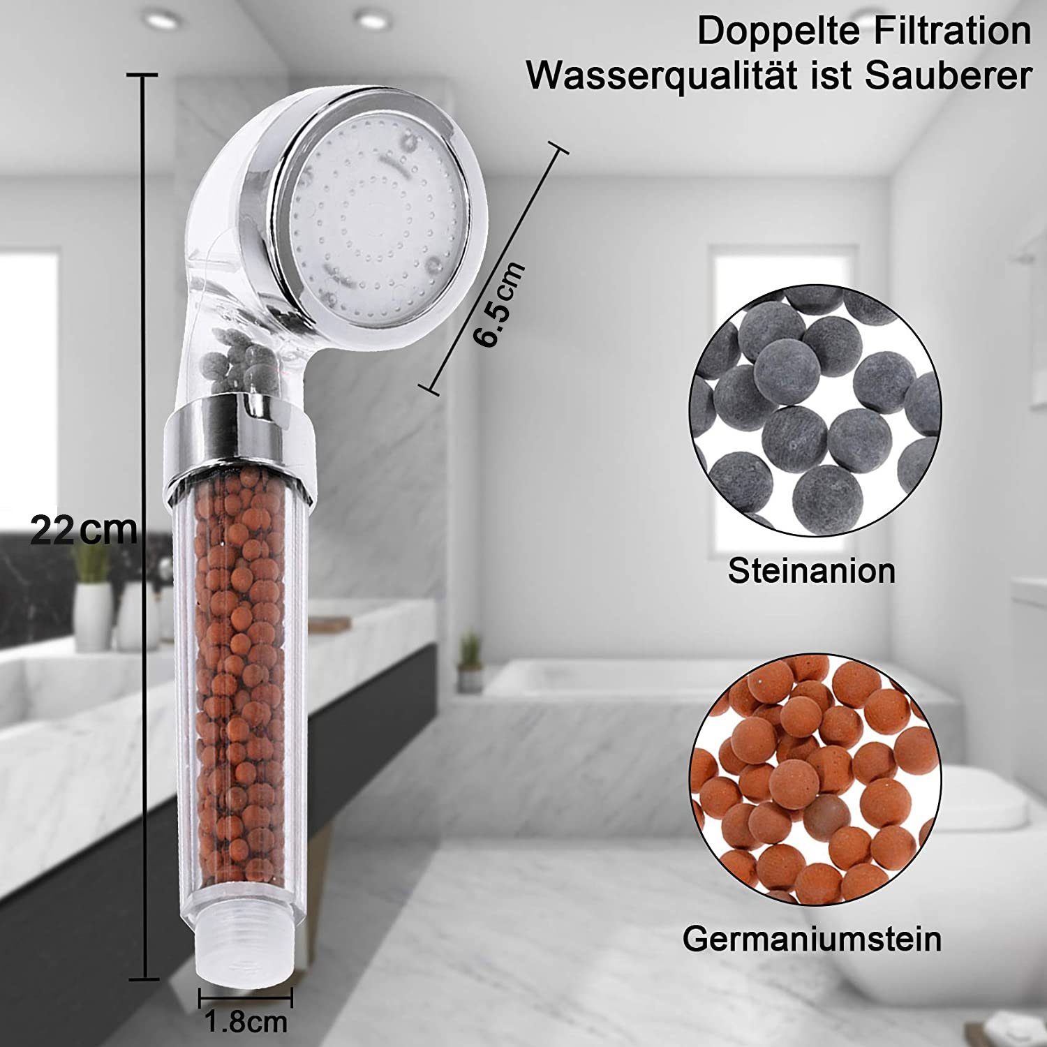 Kpaloft Handbrause, LED Filterbrause 7 Lichtfarben, Wassersparend Hochdruck