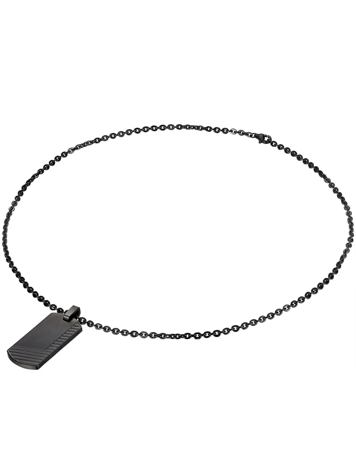 True Rebels Kette mit Anhänger Edelstahl schwarz in schwarz günstig kaufen 50 cm