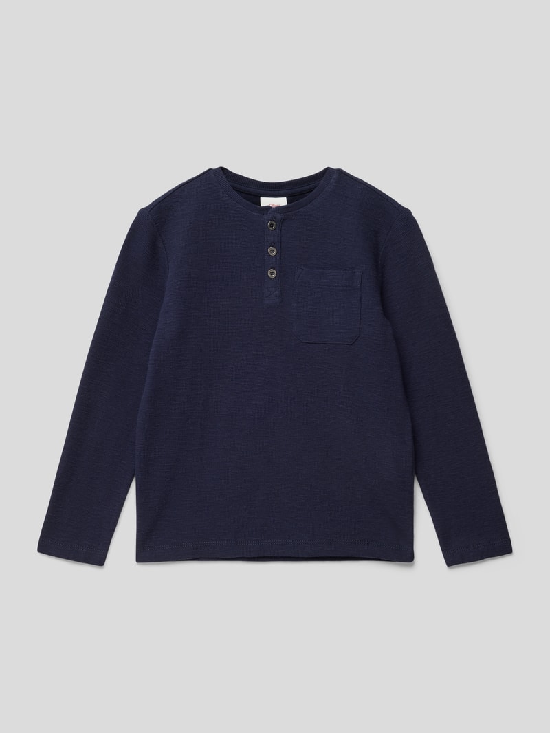 Longsleeve mit Brusttasche in marineblau